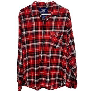 Bottoms Out Plaid Long Sleeve Button Down Shirt Red White and Black Size Medium